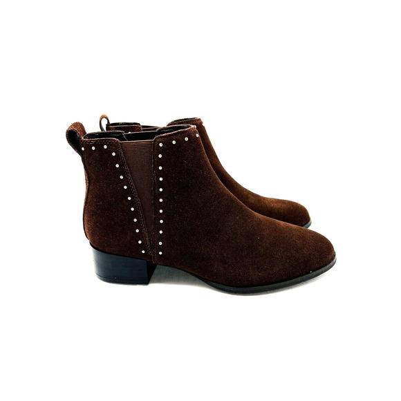 Isaac Mizrahi Studded Suede Ankle Booties- Coffee, US 8.5M *missing stud* - Picture 5 of 11